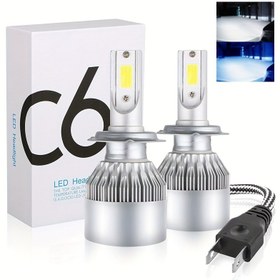 Resim 2 adet LED Araba Farları C6 Ampulü H7 LED Işıkları 6000K 8000K Sürüş Işığı 