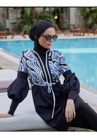 Resim Mayovera Tarz-ı Retro Tasarım Mayo Lacivert 