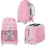 Resim 50's Style KLF03PKEU Pembe Kettle TSF01PKEU 1x2 Ekmek Kızartma Makinesi ve DCF02PKEU Filtre Kahve Makine Seti Smeg