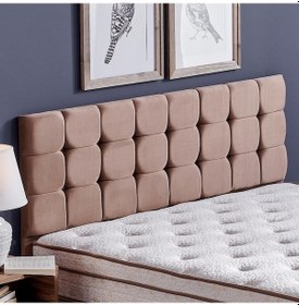 Resim Nironyatak Rama Çift Kişilik Yatak Başlığı - 180 Cm Sütlü Kahve Kumaş Başlık 