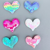 Resim 10 Adet Payetli Kalp Yamaları, Kumaş Yapışkanlı Aplikler, Çeşitli Renkler, 5.0cm x 3.99cm DIY Saç Aksesuarları ve Giyim Dekorasyonu için 