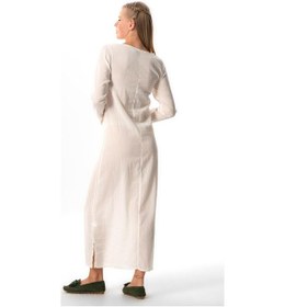Resim Uzun Kol Pamuk Kombinezon Şile Bezi Uzun Elbise Astarı Krem Krm Krem 
