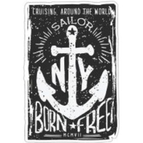 Resim Nau25 Denizci Yazili Eskitme Motifli Etiket 