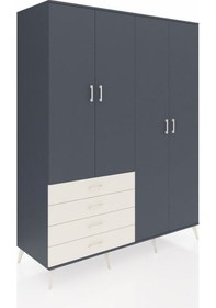 Resim Kronos Gardrop 6 Raflı 4 Çekmeceli Tek Askılı 176x59x221 Antrasit-antrasit/aytaşı Antrasit/aytaşı 