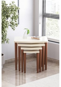 Resim Faymend Karaca 4lü Zigon Sehpa Servis Sehpa Yan Sehpa Açık Krem Aytaşi Açık Krem Aytaşı 