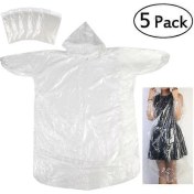 Resim Ultnıce 5 Adet Taşınabilir Tek Kullanımlık Şapkalı Yağmurluklar Şeffaf 