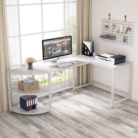 Resim Zizuva Tasarım 190+110x60+50x75 CM L Model Beyaz Çalışma Masası 