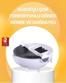 Resim 5 Fonksiyonlu Döner Süzgeçli Rende Ve Dilimleyici At Çok Renkli 