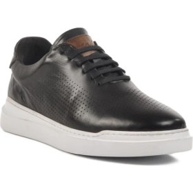 Resim Ayakmod Premium 411 M Siyah-Beyaz Hakiki Deri Erkek Sneaker 