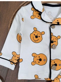 Resim %100 Pamuk Yumuşak Doku Ayıcık Baskılı Mevsimlik Bebek Ve Çocuk Pijama Takımı 4bb2 Beyaz 
