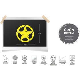 Resim Bay Etiket Ars13 Eskitilmis Desenli Asker Yildizi Mat Sari - Küçük Boy 