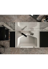 Resim Seramik Kuaför Lavabosu 75 Cm Beyaz Erkek Kare Lavabo Beyaz 