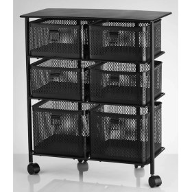 Resim Braventa Collection 3 Katlı Bölmeli Tekerlekli Metal Sebzelik (Siyah) 