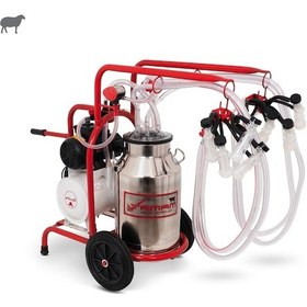 Resim Tamam Dörtlü Koyun Süt Sağma Makinesi Paslanmaz Güğüm-silikon Memelik Yağlı Pompa 