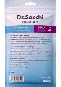 Resim Dr.sacchi Premium Ördek Kuru Kesim Jerky Tahılsız Köpek Ödülü 100 Gr 