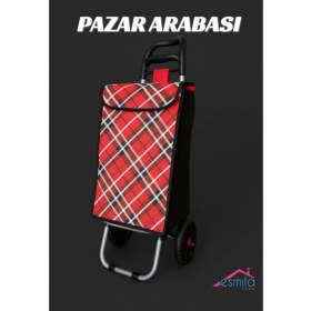 Resim PremiumPort Lüks Torbalı Takmatik Tekerli Pazar Arabası, Pratik ve Şık Alışveriş Aracı 