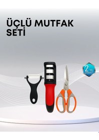 Resim Mey İthalat Çok Fonksiyonlu Mutfak Makas Seti 3 Makas, Bileyici Ve Soyacak Dahil 