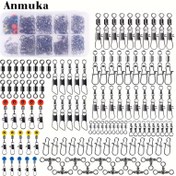 Resim Anmuka 115 Parça Balıkçılık Bağlantı Seti - Paslanmaz Çelik Dönerler, Çıtçıtlar & Kanca Seti 