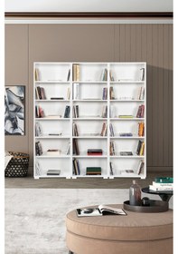 Resim 8324 Evm Kitaplık , Kapaksız , 18 Bölmeli , 15 Raflı , Beyaz , Ofis , Çalışma Odası , Salon Beyaz 