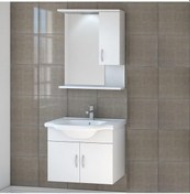 Resim Denko Akyazı 55 Cm Mdf Beyaz Banyo Dolabı Takımı Beyaz 