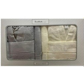 Resim Özdilek Ditsy Aile Bornoz Seti Gri - Krem Diğer 