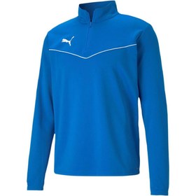 Resim Puma Teamrise 1\u002F4 Zip Top Erkek Futbol Antrenman Uzun Kollu Tişört 65739402 Mavi 