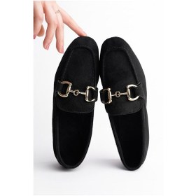 Resim MUGGO Mona Garantili Metal Tokalı Deri Kadın Loafer Günlük Ayakkabı 