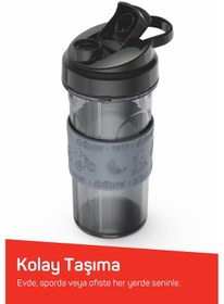 Resim Arzum AR1191 Shake'N Take Lite Kişisel Blender 550W, 550 ml Taşınabilir Şişe, Buz Kırma Özellikli, Siyah 