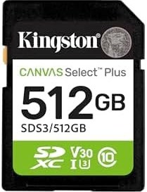 Resim 512GB SDXC Canvas Select Plus Gen3 150MB/s C10 UHS-I U3 V30 