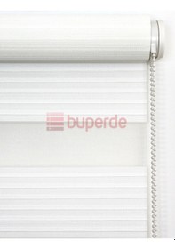 Resim Buperde Beyaz Dar Pilise Pliseli Zebra Stor Perde 