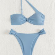 Resim 2025 Tek Renk Çapraz Askılı Twist Çanta Şık Kadın Bikini Takımı 