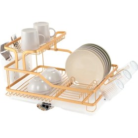 Resim Primanova Bianka Paslanmaz Alüminyum Iki Katlı Bulaşıklık - Altın 