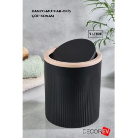 Resim Lüks Ahşap Desenli Banyo Mutfak Çöp Kovası 