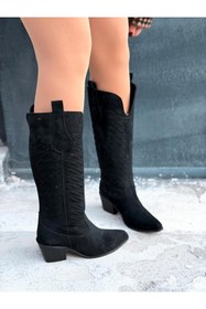 Resim I Love Shoes Marvett Kadın Kovboy Çizme Siyah Süet 