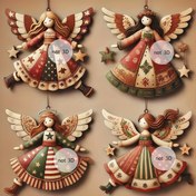 Resim 4 adet/8 adet Set Retro Bohemian Tarzı El Yapımı Ahşap Melek Asılı Süsler Ev ve Ofis Tatil Süsleri için Uygun, Yeni Yıl, Prom ve Genel Hediye için Uygun, Bohemian Ev Dekoru 