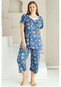Resim Alimer Kadın İndigo Büyük Beden Bermuda Pijama Takm Edy2735b-i İndigo 
