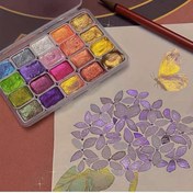 Resim 20 Renkli İnci Su Temizleme Pigment Seti - Tradisyonel Çin Ressamlığı, Tangka Kalemi ve Renkli İllüstrasyonlar için Canlı Metalik Tonlar - Profesyonel Sanat Kullanımı, Katı Ambalaj, Sanat Malzemeleri | Canlı Pigmentler | Metalik Bitiş 