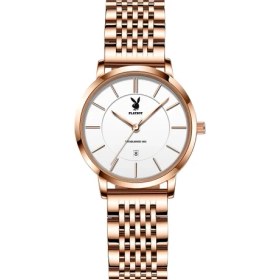 Resim 2xudc Kadın-Gül Beyaz Kuvars Izle Playboy 2034 Uluslararası Ünlü Markalar Destek Oem Odm Aydınlık Takvim Paslanmaz Çelik Çiftler Hediyeler Adam Için Kuvars Izle (Yurt Dışından) 