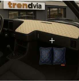 Resim Tofaş Şahin Doğan Kartal Alçak Ön Göğüs Bej-siyah Torpido Kılıfı / Siyah-mavi Boyun Yastığı 