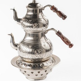 Resim Büyük Boy Gaziantep Bakır Çaydanlık Takımı Ve Balkon Sefası Takımı Komple El Keski İşlemesi 