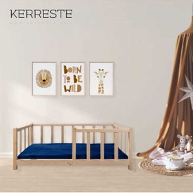 Resim KERRESTE Ahşap Montessori Bebek / Çocuk Karyola 60x120cm 