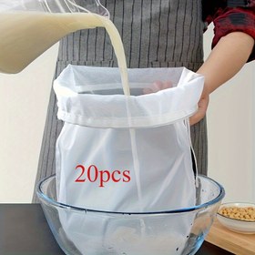 Resim 20 adet Ağır Hizmet Nylon Filtre Çantaları - Soya Sütü, Meyve Suyu, Sebze, Şarap için Ultra İnce Örgü Süzgeçleri - Tekrar Kullanılabilir, Kolay Temizlenebilir Mutfak ve Bira - Blenderler, Gıda İşlemciler, Soslar ile Uyumlu - Ev ve Ticari Mutfaklar, Meyve Suyu Süzme, Pratik Mutfak Eşyaları, Dayanıklı Mutfak Aracı, Meyve Suyu Süzgeci, Kompakt Süzgeç, Sağlıklı Yapı, Meyve Suyu Süzgeci Çantası, Sağlık Tutkunları, Ev Pişiricileri, Smoothie İçenler, Meyve Suyu Tutkunları, Sebze Blenderleri, Soya Süt 