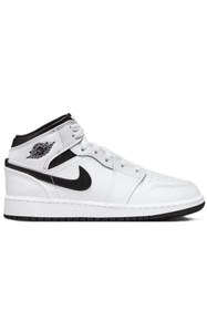 Resim Nike Air Jordan 1 Mıd Leather Unisex Sneaker Hakiki Deri Bilekli Günlük Spor Ayakkabı Beyaz 