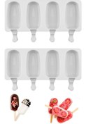 Resim TRUSTMODA 50 Adet Dondurma Çubuğu Hediyeli 4'lü Büyük Boy 2 Adet Dondurma Kalıbı - Bpa Free 