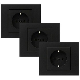 Resim Ovivo Grano Siyah Topraklı Priz Çerçeveli 3 Adet 