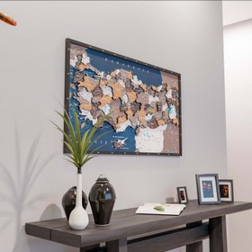 Resim Renkli Baskılı Türkiye Haritası - Çerçeveli Ahşap Duvar Dekoru (Soil) - 100x58 cm 