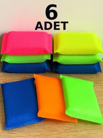 Resim nistabolje 6 Adet Renkli Bulaşık Süngeri Petek Dokulu Sihirli Pratik Sünger Ovalama 