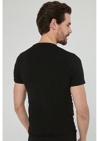 Resim MORVEN Erkek Siyah Basic V Yaka %100 Pamuk Atlet Fanila 