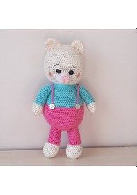 Resim Amigurumi Örgü Oyuncak Renkli Ayı Pembe 