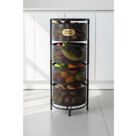 Resim Orvila Kule Sebzelik Tepsili Açılır Metal Patates Soğan Meyvelik Sepetli Rafı 